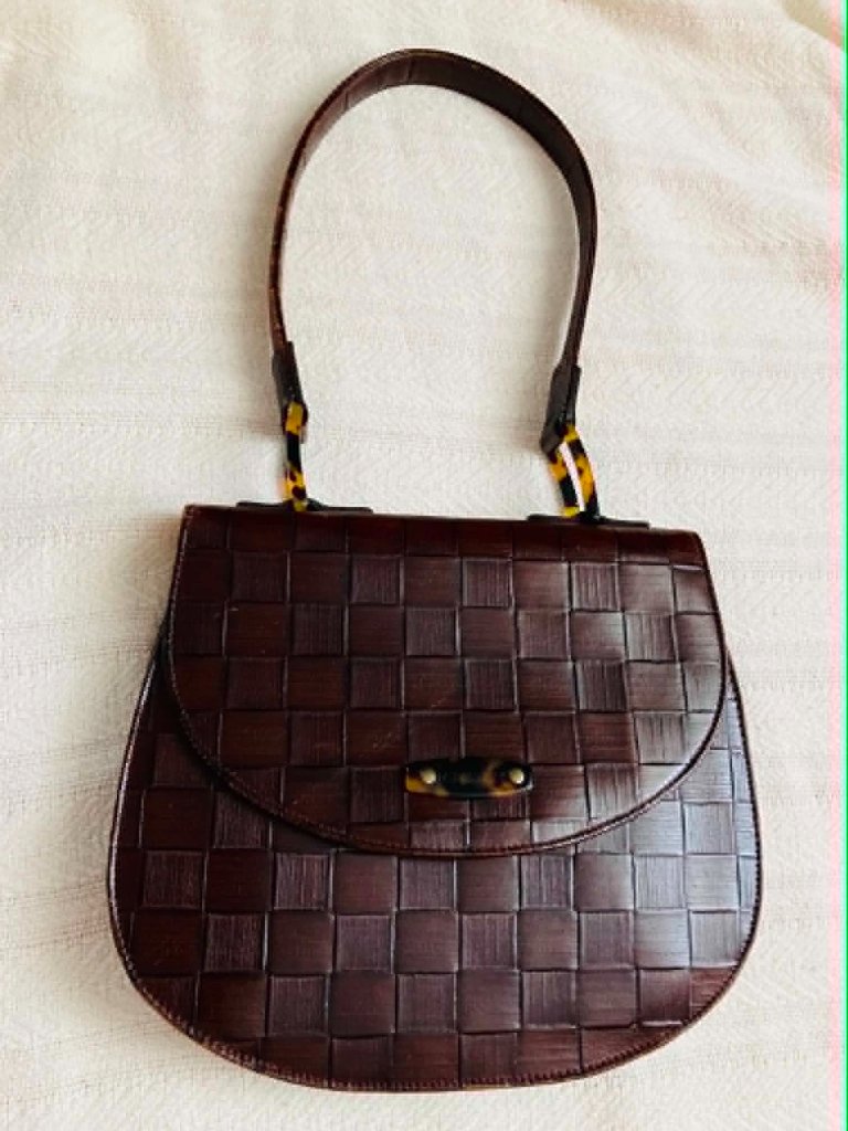 Vintage Roger Saul For Mulberry Woven Coated Leather Handbag